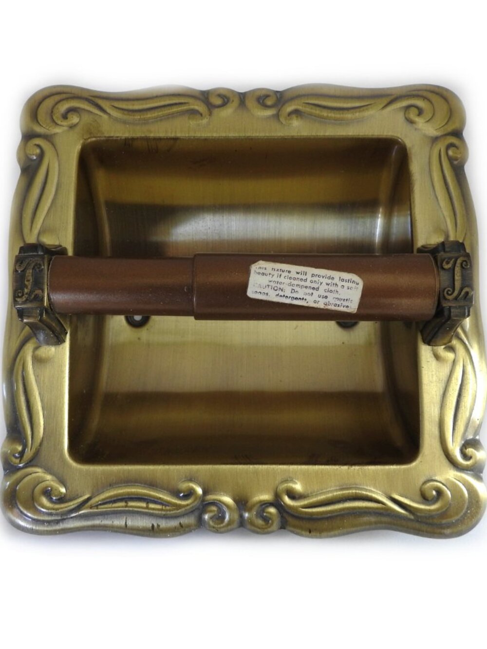 Vintage Ornate Brass Recessed Toilet Paper Holder Hollywood Regency